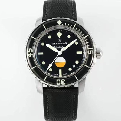 레플리카 [블랑팡] 남성용 피프티 패덤즈 MIL-SPEC 캔버스 5008-1130-B52A 40mm 오토매틱 Cal.1151타입 블랙 다이얼 bla4212  