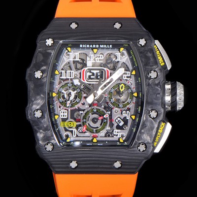 레플리카 [리차드밀레] 남성용 플라이백 RM11-03 오버사이즈 데이트 크로노그래프레드 포지드 카본 케이스 스켈레톤 다이얼 오토매틱 무브먼트 RIC08695  