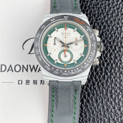 레플리카 [로렉스]남성용 데이토나 DIW 포지드카본 커스텀 40미리 크로노그래프 오토매틱 Cal.4130 무브먼트 그린 화이트 다이얼 rol5654  