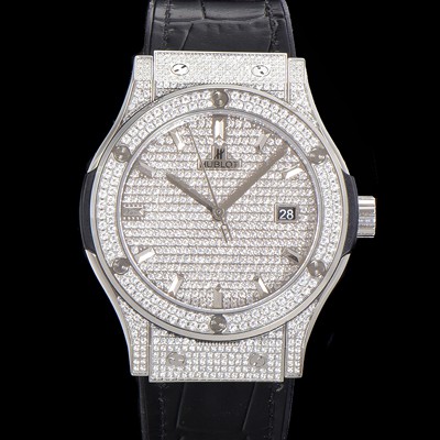 레플리카 [휴블렛] 남성용 클래식 퓨전 565.NX.9010.LR.1704 다이아몬드 셋팅 큐빅/보석 다이얼 42미리 오토매틱 2892 타입 가죽/우레탄 믹스밴드 hub2126  