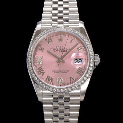 레플리카 [로렉스] 남성용 데이저스트 m126284 로마인덱스 36mm 보석/큐빅 오토매틱 Cal.3235 무브먼트 핑크 다이얼 rol5361  