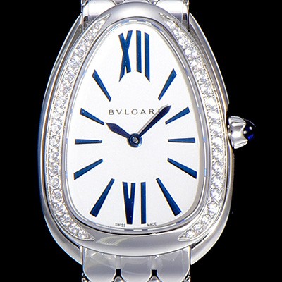 레플리카 [불가리] 세르펜티 로마숫자 쿼츠 레이디스 35미리 보석/큐빅 세팅 화이트다이얼 BVL81798  