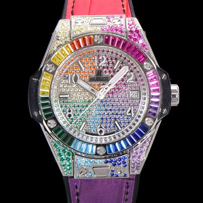 레플리카 [휴블렛] 남여공용 빅뱅 오토매틱 HUB1710타입 39mm 다이아/보석 세팅 우레탄/가죽 믹스밴드 보석다이얼 hub9215  