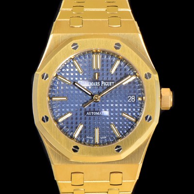 레플리카 [오데마피게] 남성용 하이엔드 37mm로얄오크 15450BA 블루 와플 다이얼 18K 옐로우골드 Cal.3120오토매틱 무브먼트 AUD6519  