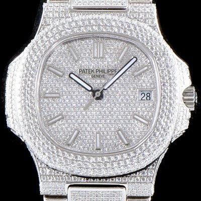 레플리카 [파텝필립] 남성용 파텍필립 5719/10G-010 노틸러스 스위프 세컨즈 럭셔리한 최상급쥬얼 다이아몬드 풀 셋팅 브레이슬릿 Cal.324 S C 오토매틱 무브먼트 PAT0105  