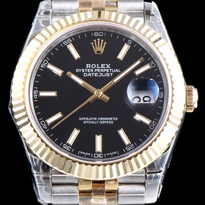 레플리카 [로렉스] 남성용 업그레이드형 데이져스트 116231 오이스터 36mm 플루티드 베젤(AR) 18K 로즈골드 투톤콤비 블랙 다이얼 오토매틱 무브먼트 ROL0015  