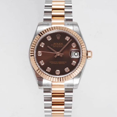 레플리카 [로렉스] 여성용 데이져스트 178271 플루티드 18k 로즈골드 31mm 오이스터 오토매틱 2236타입 브라운 다이얼 rol5442  
