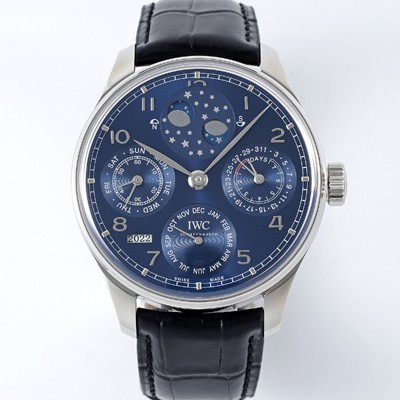 레플리카 [아이더블유씨] 남성용 포루투기즈 IW503401 퍼페추얼 캘린더 더블 문 44mm 오토매틱 무브먼트 블루 다이얼 iwc4105  