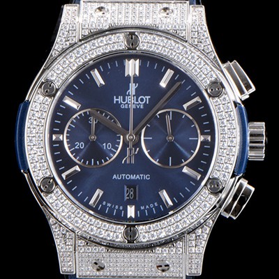 레플리카 [휴블렛] 남성용 클레식 퓨전 521.NX.1171.LR.1104 최상급 쥬얼 다이아몬드 세팅 크로노그래프 블루 다이얼 오토매틱 무브먼트 HUB0201  
