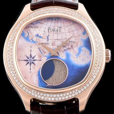 레플리카 [피아제] 남성용 블랙-타이 BLACK -TIE G0A38569 퀸터센셜리 엠퍼라도 XL 18K 로즈골드 최상급 쥬얼 다이아몬드 베젤 문페이즈 픽첼 다이얼 오토매틱 무브먼트 PIA4252  