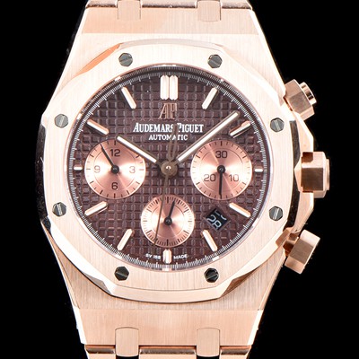 레플리카 [오데마피게] 남성용 NEW 로얄오크 26331OR.OO.1220OR.02 18K 로즈골드 41mm 사이즈 드레스 워치!! 크로노그래프 브라운 와플 다이얼 브레이슬릿 신형 ETA 7750B-2 오토매틱 무브먼트 AUD0121  