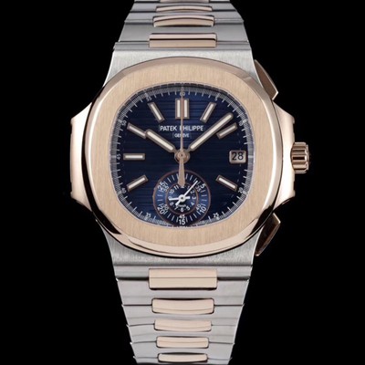 레플리카 [파텍필립] 남성용 노틸러스 5980/1AR-001 18k 로즈골드 오토매틱 Cal.CH 28-520 C 타입 40.5mm 메탈줄 블루 다이얼 pat2227  