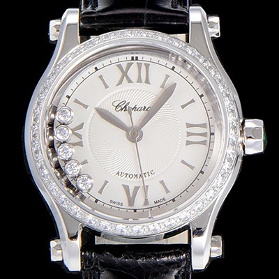 레플리카 [쇼파드]여성용 해피스포츠 미니 오토매틱 보석/큐빅 30미리 레이디스 화이트다이얼 CHO80053  