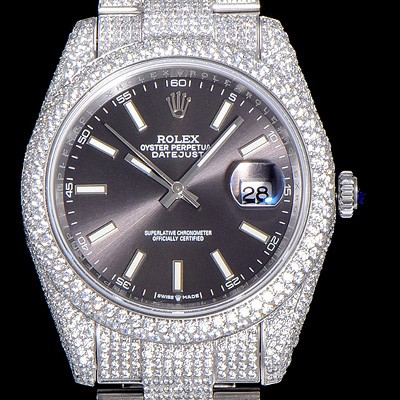 레플리카 [로렉스]남성용 데이져스트 오토매틱 41mm 다이아몬드 그레이다이얼 ROL33388  