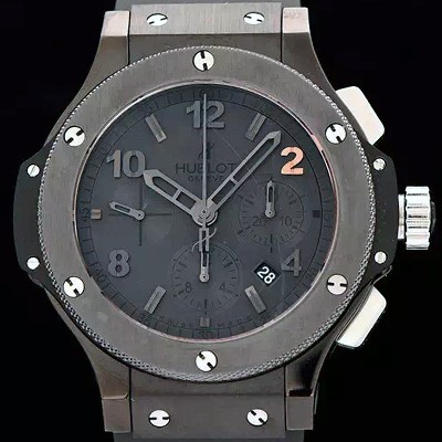 레플리카 [휴블렛] 남성용 빅뱅 올블랙 44mm 아워 글라스 템퍼스 블랙다이얼 HUB0441  