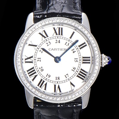 레플리카 [까르띠에] 여성용 롱드 더 솔로 WR000251  쿼츠 므브먼트 29미리 큐빅베젤 악어가죽줄 화이트다이얼 CAR11542  