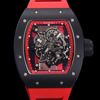 레플리카 [리차드밀레] 남성용 RM055 블랙 PVD코딩 스켈레톤 다이얼 러버 스트랩 기계식 수동형 무브먼트 RIC07178  