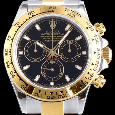 레플리카 [로렉스] 남성용 신형 데이토나 모델 업데이트!! 116503 크로노그래프 18k 옐로골드 투톤 콤비 블랙 다이얼 야광 인덱스 오토매틱 무브먼트 ROL0313  
