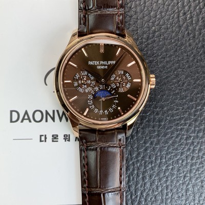 레플리카 [파텍필립] 남성용 퍼페추얼 캘린더 18K 로즈골드 5140 가죽줄 40mm 오토매틱 Cal.240 타입 브라운 다이얼 pat2246  