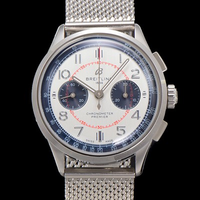레플리카 [브라이틀링] 남성용 프리미에르 AB0018A71G1P1 크로노그래프 7750 타입 오토매틱 42mm 메쉬밴드 화이트 다이얼 bre6011  