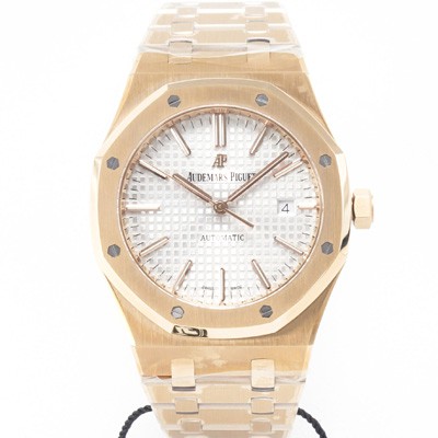 레플리카 [오데마피게] 남성용 하이엔드 로얄오크 15400OR.OO.1220OR.02 18K 로즈골드 오토매틱 Cal.3120타입 41mm 실버 와플 다이얼 aud6563  