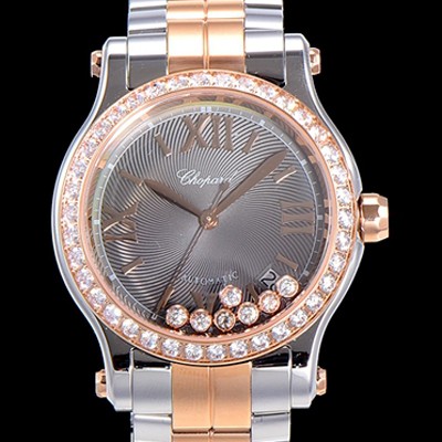 레플리카 [쇼파드] 여성용 해피 스포츠 36미리 오토매틱 ETA2892-2 18K 로즈골드 최상급 쥬얼셋팅 메탈시계 그레이다이얼 CHO73655  