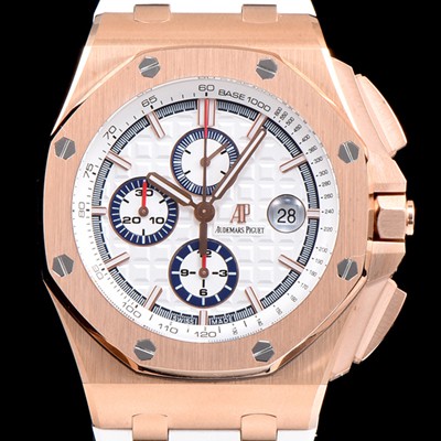 레플리카 [오데마피게] 남성용 로얄오크 오프쇼어 26408OR.OO.A010CA.01 섬머에디션!!크로노그래프 18K 로즈골드 화이트 와플 다이얼 오토매틱 무브먼트 AUD0210  