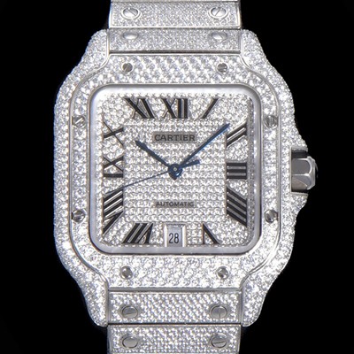 레플리카 [까르띠에] 남성용 산토스 쥬얼 다이아몬드 셋팅 베젤 40mm 큐빅/보석 다이얼 오토매틱 무브먼트 CAR40192  