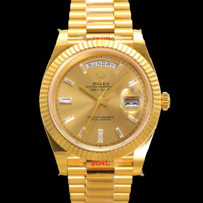 레플리카 [로렉스] 남성용 데이데이트 m228238-0005 18K 옐로우골드 40mm 오토매틱 Cal.3255 타입 샴페인 바게트 다이얼 rol5300  