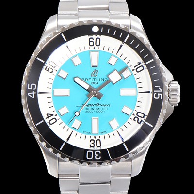 레플리카 [브라이틀링 뉴 다이버워치] 남성용 슈퍼오션 44mm 오토매틱 ETA2824-2 타입 크로노미터 메탈줄 세라믹베젤 스카이블루다이얼 bre9686  