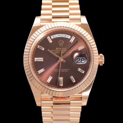 레플리카 [로렉스] 남성용 데이데이트 m228235-0003 18K 로즈골드 40mm 오토매틱 Cal.3255 타입 브라운 다이얼 rol5298  