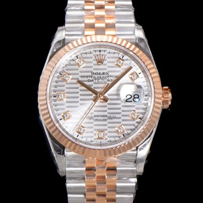 레플리카 [로렉스] 남성용 904L스틸!! 2023신형 데이져스트 36mm II m126231 !! 로즈골드 실버 다이얼 브레이슬릿 신형 Cal.3235 오토매틱 무브먼트 ROL19324  