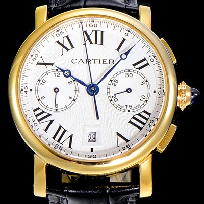 레플리카 [까르띠에]남성용 로톤드 더 까르띠에 크로노그래프 금장 40미리 화이트다이얼 CAR43809  