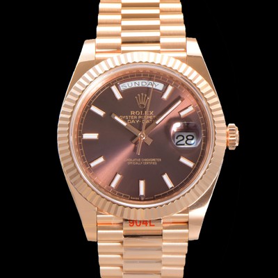 레플리카 [로렉스] 남성용 데이데이트 m228235-0053 18K 로즈골드 40mm 오토매틱 Cal.3255 타입 브라운 다이얼 rol5297  