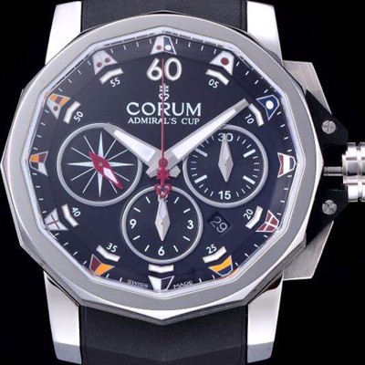 레플리카 [코럼] 남성용 어드미럴컵 첼린져 44 스핏 세컨즈 블랙다이얼 COR022  