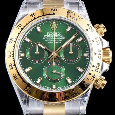 레플리카 [로렉스] 남성용 최신버전 업그레이드형!!코스모그래프 데이토나 116508 18K 옐로우 골드 콤비 크로노그래프 그린 다이얼 오이스터 브레이슬릿 신형 7750B-2 오토매틱 무브먼트 ROL0040  