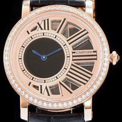 레플리카 [까르띠에] 남성용 로통드 드 까르띠에 블랙&로즈골드 다이얼 쿼츠 무브먼트 CAR0510  