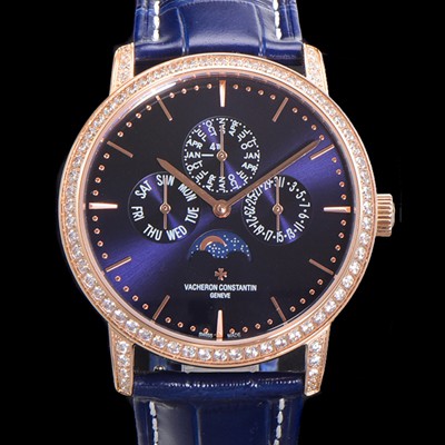레플리카 [바쉐런콘스탄틴] 남성용 패트리모니 다이아셋팅 로즈골드 논페이즈 오토매틱 1120타입 41mm 가죽줄 블루다이얼 vac4606  