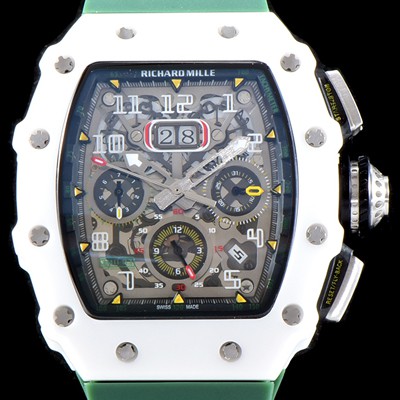 레플리카 [리차드밀레] 남성용 최신버전 업그레이드형 RM011 화이트 세라믹 오버사이즈 데이트 크로노그래프 스켈레톤 다이얼 오토매틱 무브먼트 RIC0410  