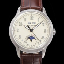 레플리카 [파텍필립] 남성용 퍼페추얼 캘린더 오토매틱 PP Cal.324 타입 40mm 가죽줄 문페이즈 화이트다이얼 pat24729  