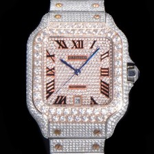 레플리카 [까르띠에] 남성용 산토스 쥬얼 다이아몬드 셋팅 베젤 40mm 큐빅/보석 다이얼 오토매틱 무브먼트 CAR40442  