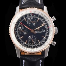 레플리카 [브라이틀링] 남성용 네비타이머 크로노그래프 ETA7750-2 타입 오토매틱 41mm 18K로즈골드 가죽줄 블랙다이얼 bre19151  