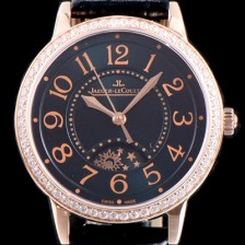 레플리카 [예거르꿀르뜨] 남성용 랑데부 나잇&데이 3442450 레이디 워치 18K 로즈골드 최상급 다이아몬드 세팅 베젤 문페이즈 그린 썬더스트 다이얼 오토매틱 무브먼트 JAG0411  