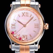 레플리카 [쇼파드]여성용 해피스포츠 미니 오토매틱 30미리 레이디스 18K로즈골드 투톤콤비 장식 자게다이얼 핑크 CHO77241  