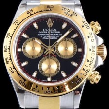 레플리카 [로렉스] 남성용 신형 데이토나 모델 업데이트!! 크로노그래프 18k 옐로골드 투톤 콤비 블랙 다이얼 야광 인덱스 오토매틱 무브먼트 ROL0312  