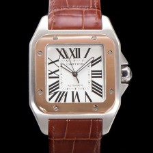 레플리카 [까르띠에] 산토스 100 XL W20072X7 오토매틱 ETA2824-2 타입 18k 로즈골드 남성용 51mm 가죽줄 화이트 다이얼 car69314  