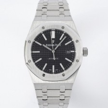 레플리카 [오데마피게] 남성용 15400ST.OO.1220ST.01 로얄오크 41mm 오토매틱 Cal.3120무브먼트 블랙 와플 다이얼 aud6524  