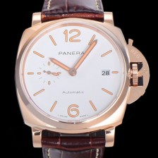 레플리카 [파네라이] 남성용 루미노르 PAM01042 듀어 18K 로즈골드 케이스 오토매틱 Cal.P.900타입 무브먼트 42미리 가죽줄 화이트다이얼 PAN73345  