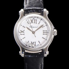 레플리카 [쇼파드] 여성용 해피스포츠 다이아몬드 쿼츠 오리지널 ETA956.102 타입 스몰30mm 레이디스 가죽줄 화이트다이얼 cho6049  