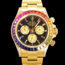 레플리카 [로렉스] 남성용 데이토나 오이스터 다이아/큐빅 ETA7750-2 타입 오토매틱 크로노그래프 40mm 18K 옐루골드 블랙다이얼 rol2024  